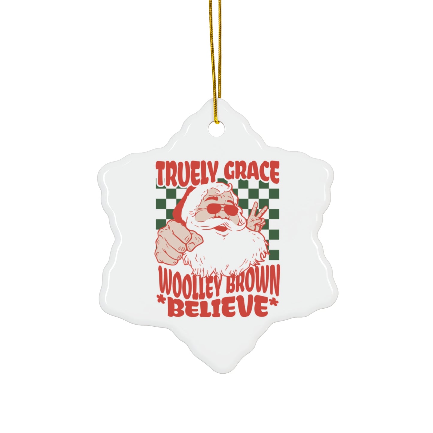 Truely Grace Woolley Brown Believe Retro Christmas Ornament