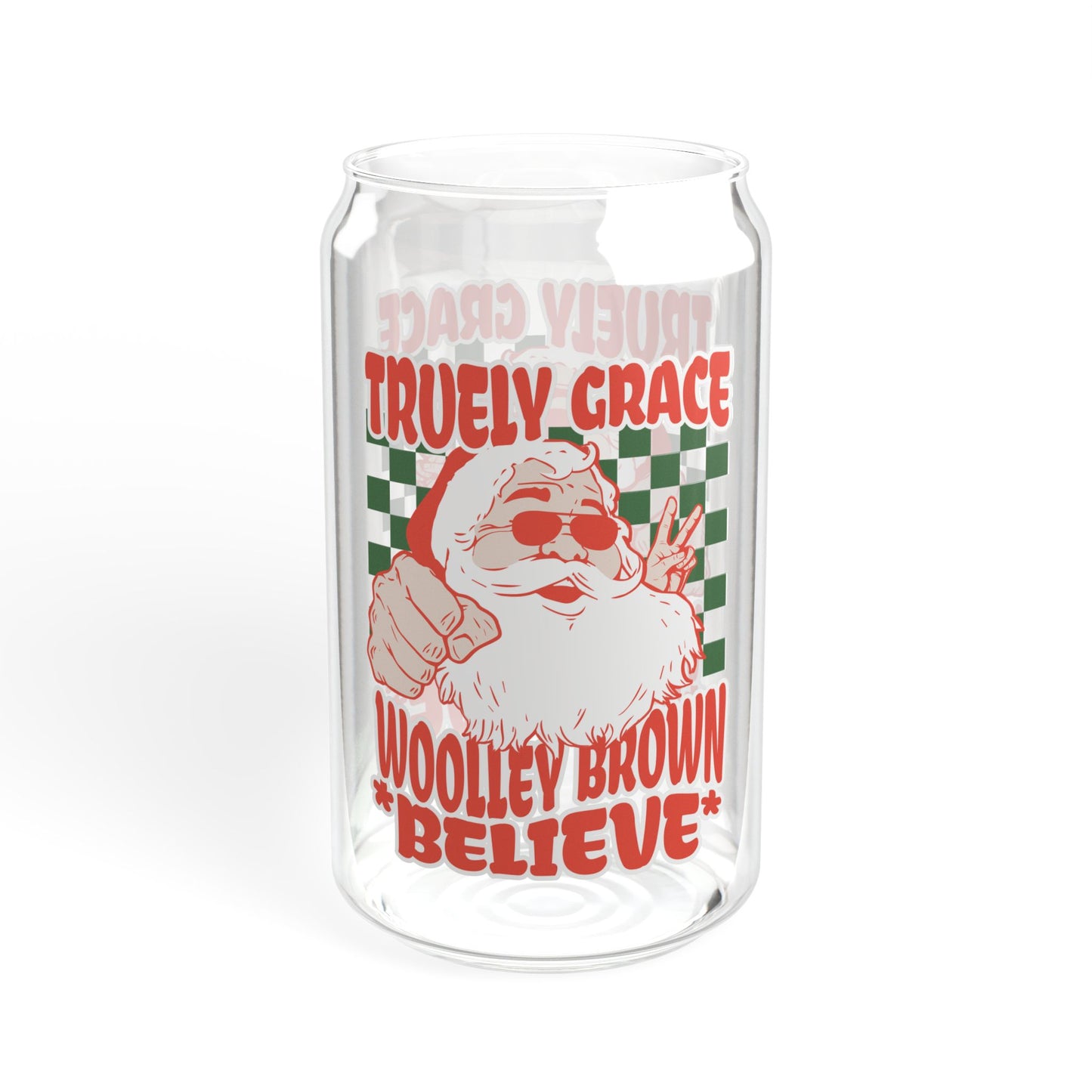 Truely Grace Woolley Brown Believe Retro Sipper Glass