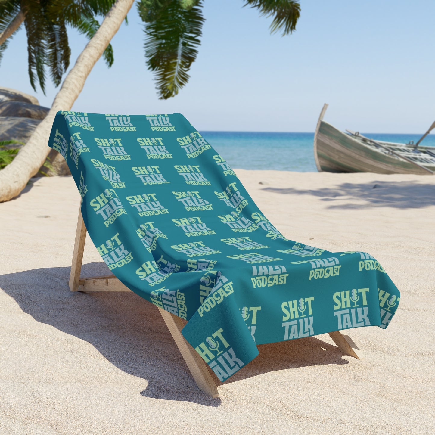 Shit Talk Podcast Logo (Blue/Green) Beach Towel