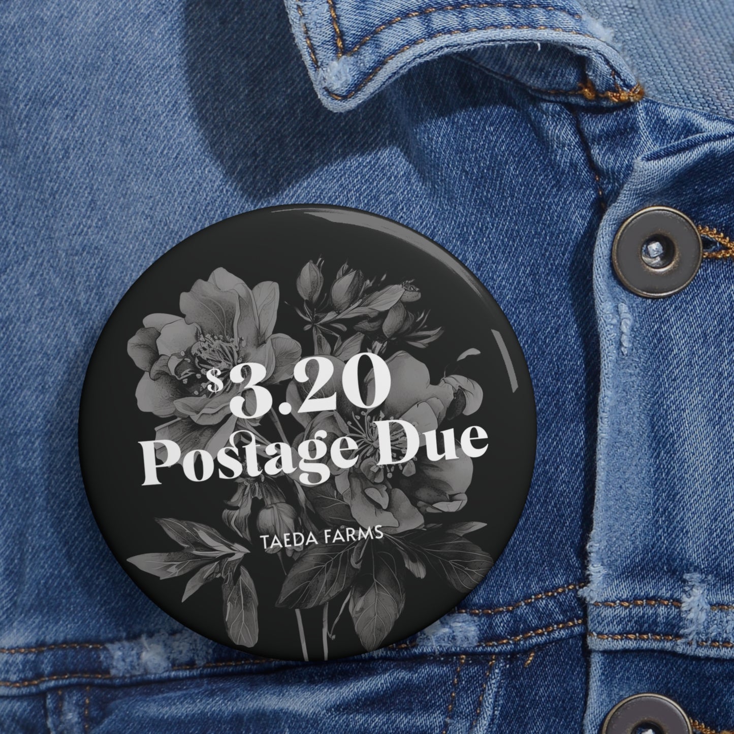 Postage Due Button Pin