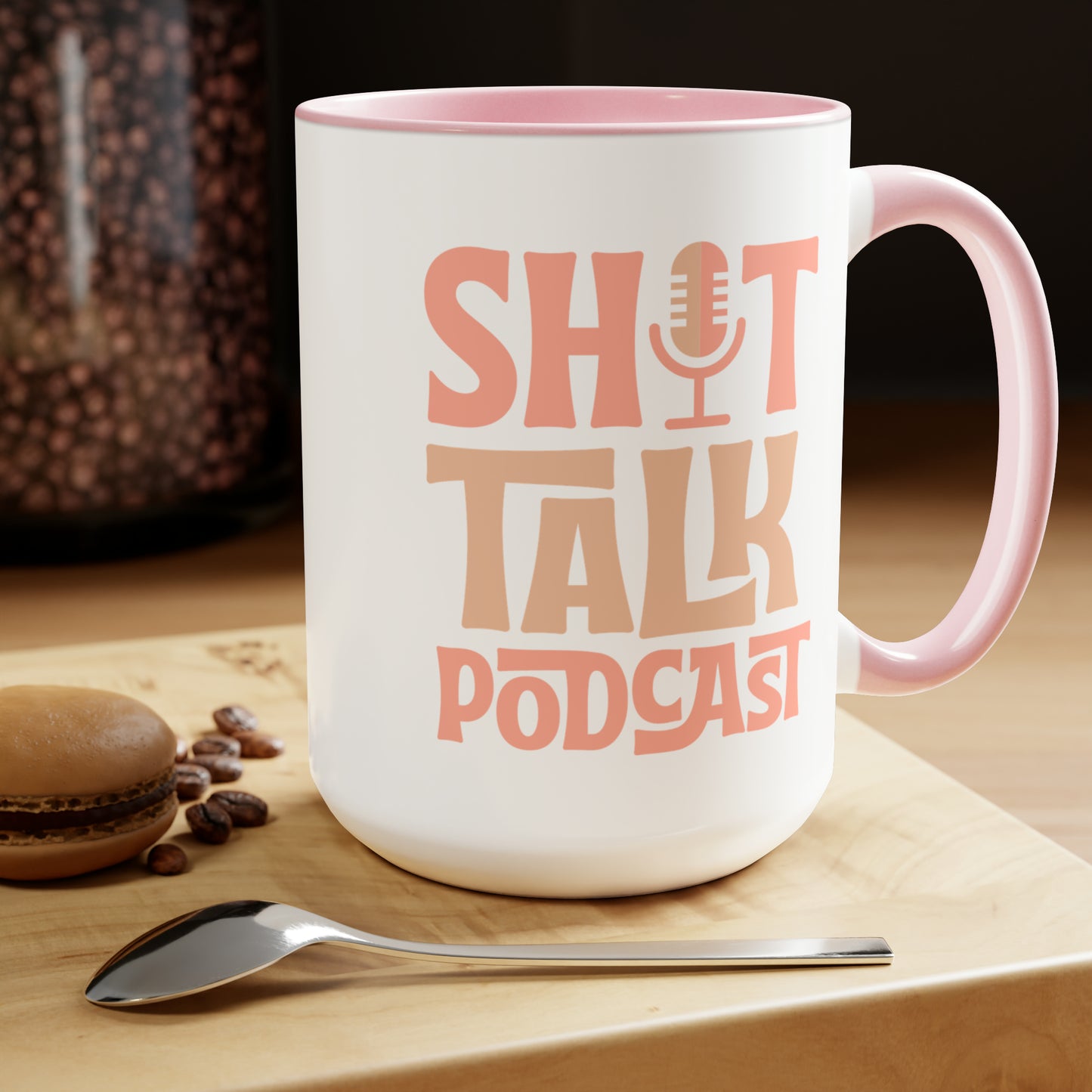 Shit Talk Podcast Logo Mug (Peach/Pink)