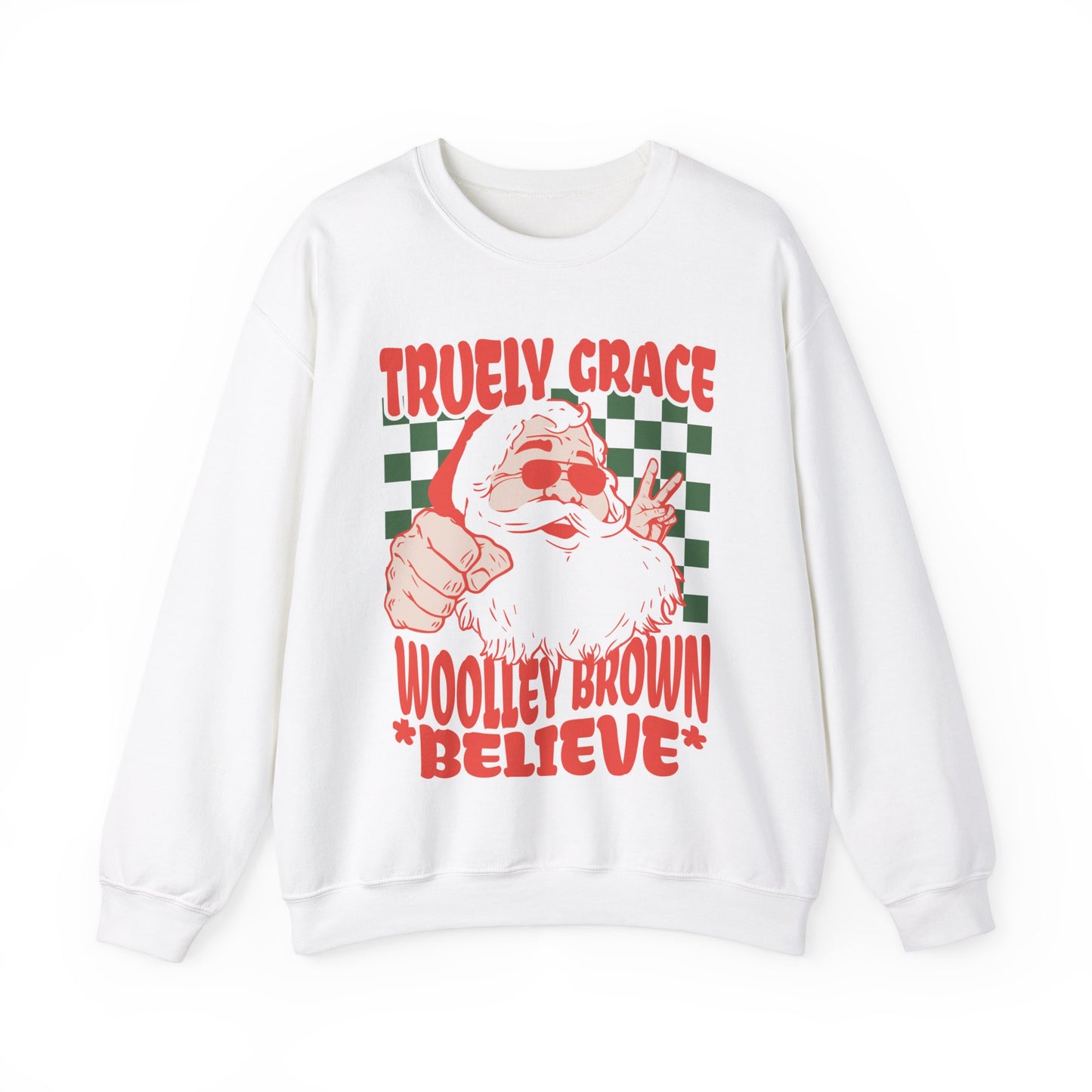 Truely Grace Woolley Brown Believe Retro Crewneck