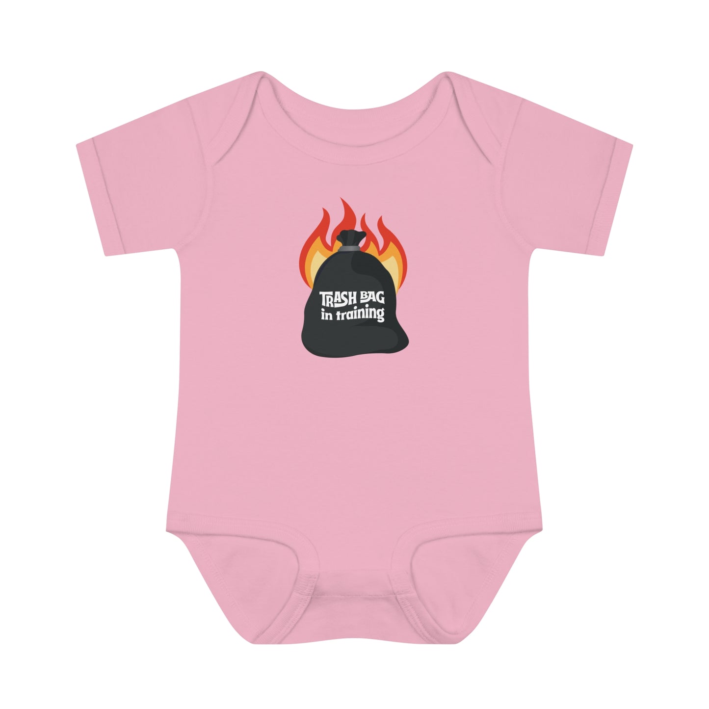 Trash Bag in Training Baby Short Sleeve Bodysuit