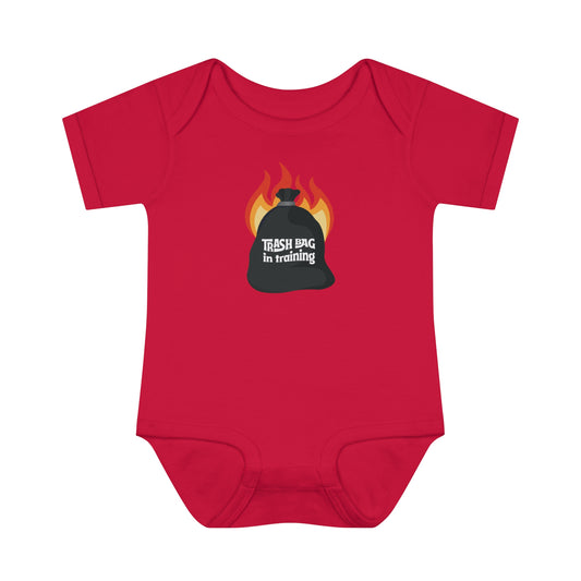 Trash Bag in Training Baby Short Sleeve Bodysuit