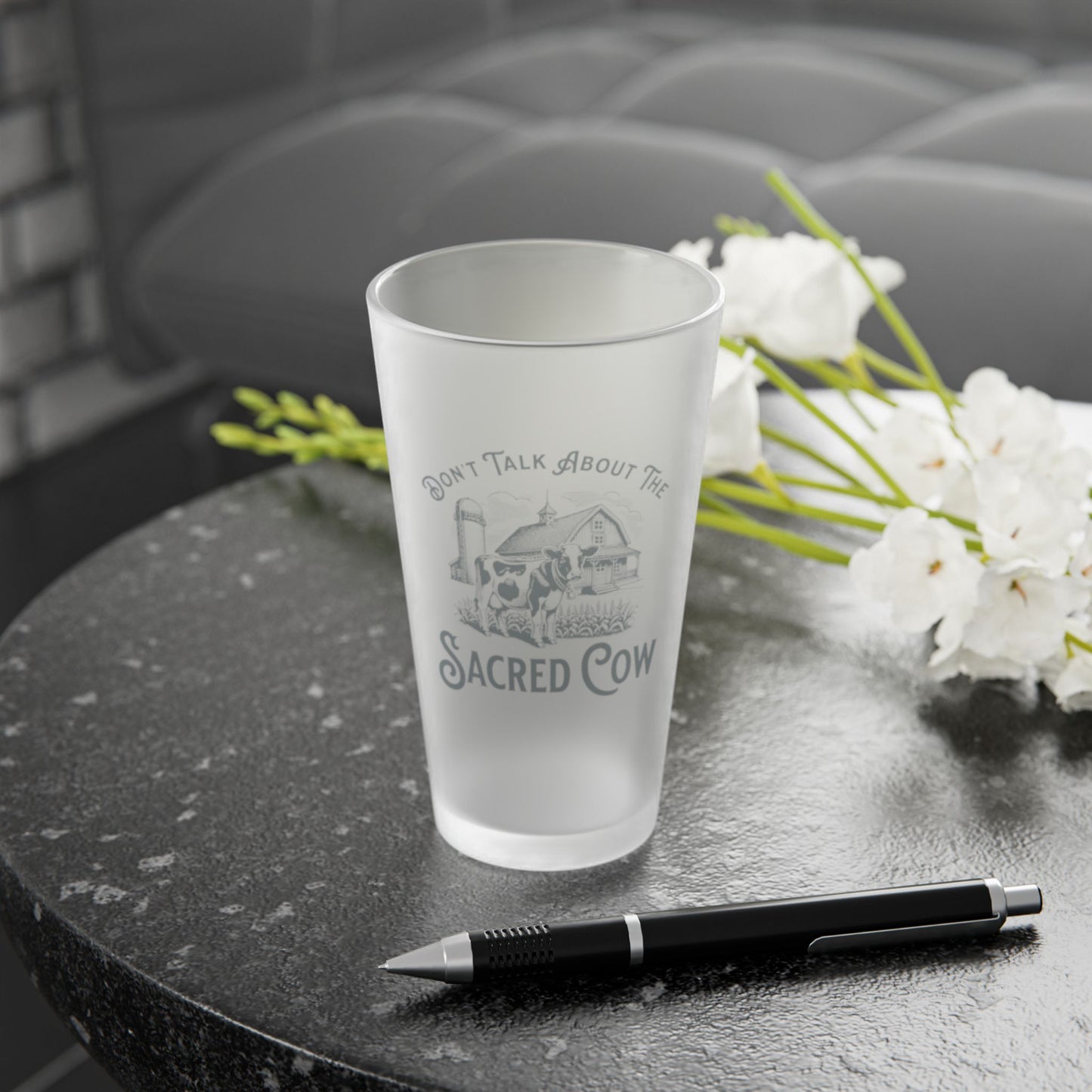 Sacred Cow Frosted Pint Glass